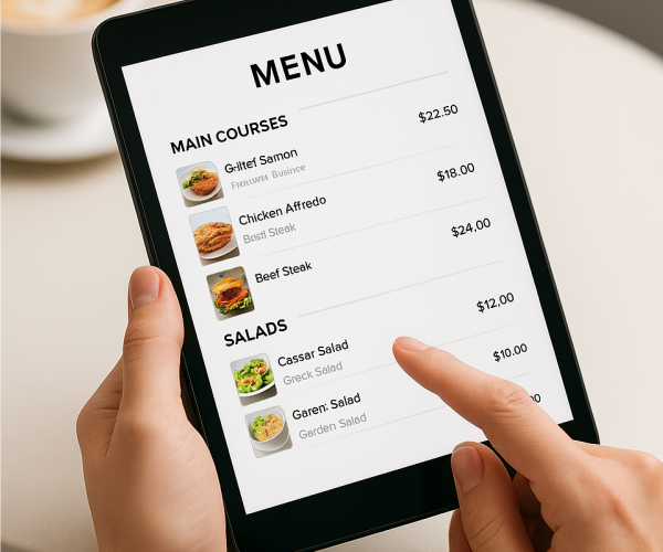 tablet with menu image