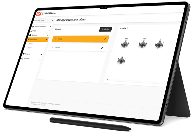 desktop restaurant POS tables position management interface
