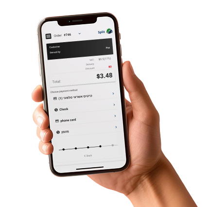 waiter using restaurant POS on phone